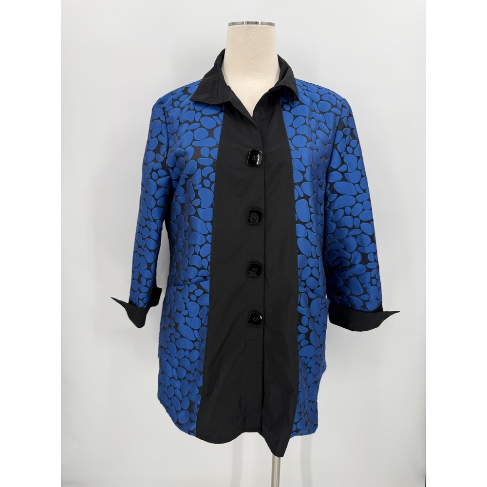 Joseph Ribkoff Womens Pebble Print 3/4 Sleeve Jacket Blouse Size 10 Cocktail Art - Picture 2 of 13